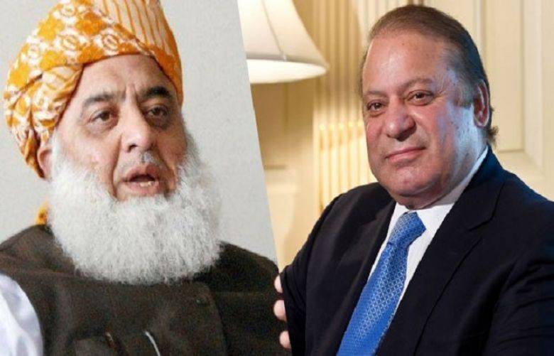 مولانا فضل الرحمان سے نوا ز شریف کا ٹیلی فونک را بطہ ،خیریت دریافت کی