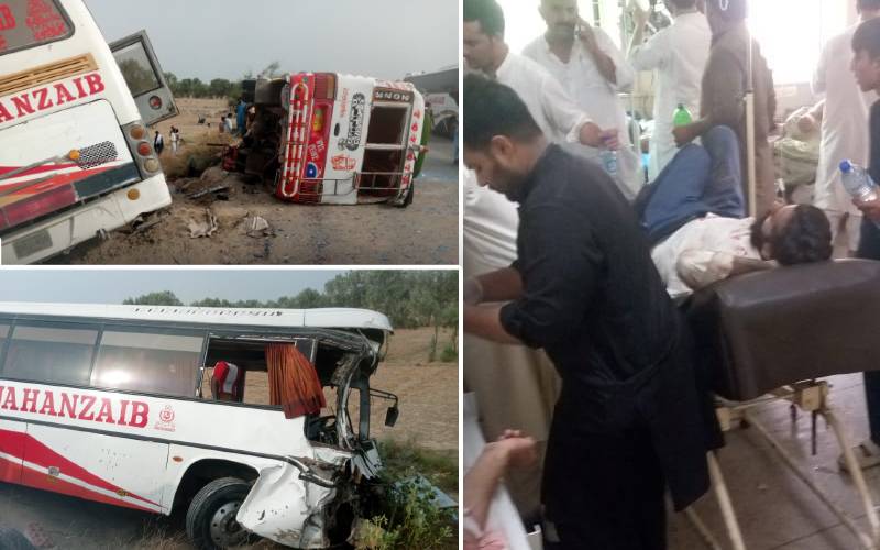 کوٹ ادو: باراتیوں کی بس مسافر وین سے ٹکرا گئی ،4جاں بحق، 40 زخمی