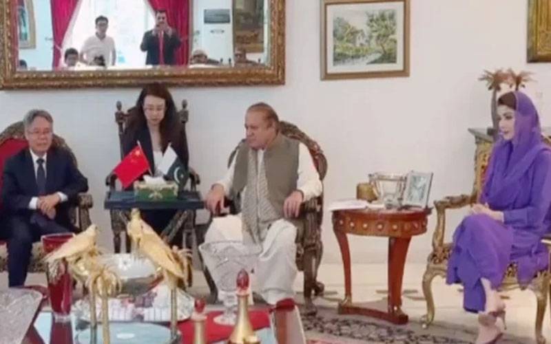 نوازشریف اور مریم نواز سے چینی سفیر کی ملاقات، مختلف شعبوں میں فروغ پر تبادلہ خیال